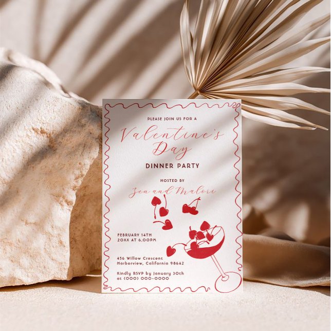 Red Cherries in Martini – Valentine’s Day Party Invitation (Creator Uploaded)