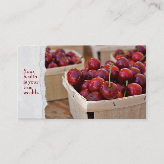 red cherries in produce box business card (Front)