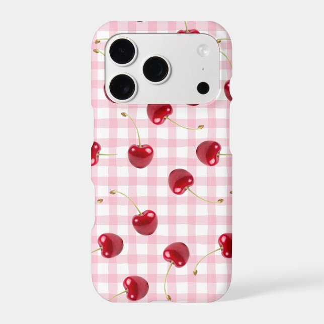 Red cherries on pink Phone Case (Back)