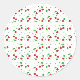 Red cherries pattern classic round sticker