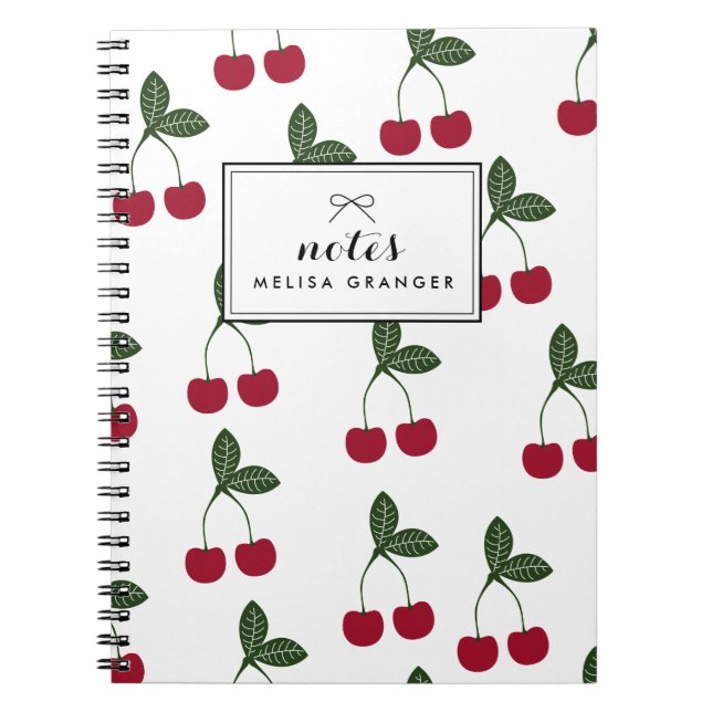 Red Cherries Pattern Personalized Notebook (Front)