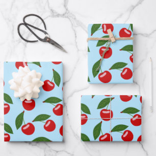 Red Cherries Pattern Wrapping Paper Sheet