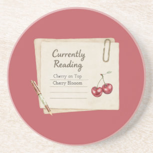 Red Cherries Pen Books List  Coaster