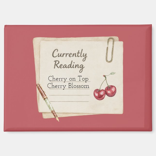 Red Cherries Pen Books List  Magnet (Front)