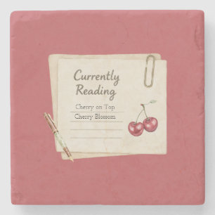 Red Cherries Pen Books List  Stone Coaster