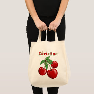Red Cherries Personalized Grocery Tote Bag