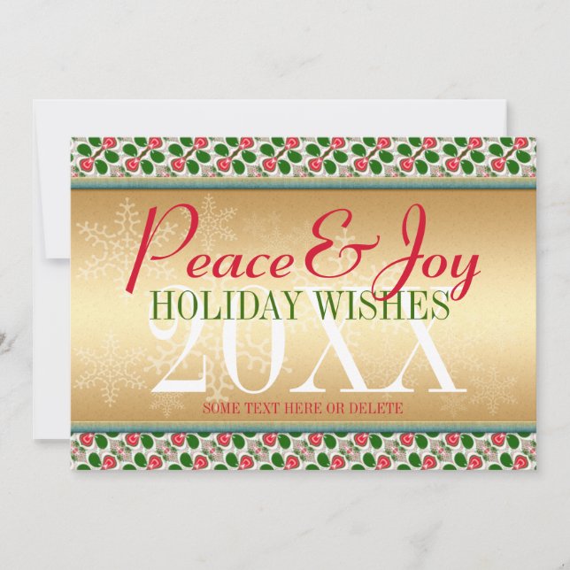 Red Cherries & Snowflake Christmas Pattern Card (Front)