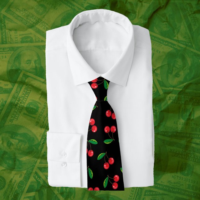 Red Cherries Summer Fruit Patterned Tie (Creator Uploaded)