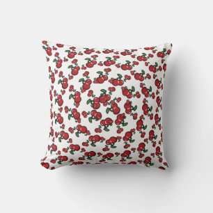 Red Cherries & White (Any Colour) Cute Fruit Throw Pillow