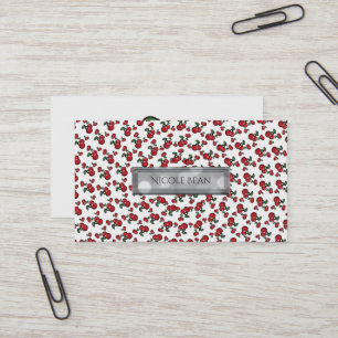 Red Cherries White (Any Colour) Fruity Personalize Business Card