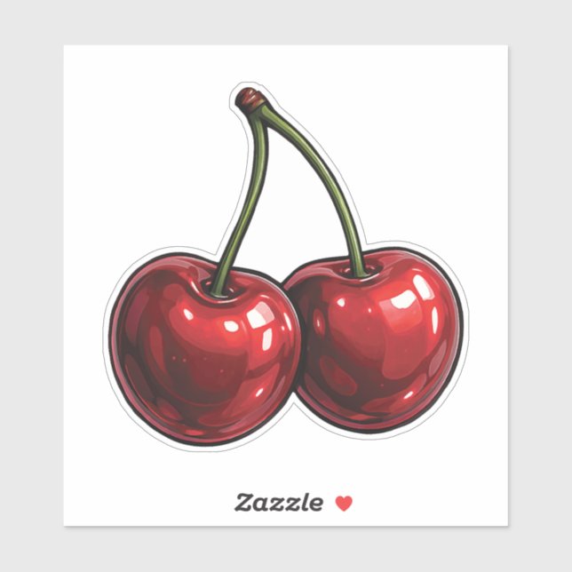 Red Cherries with Pink Bow Coquette Cottage Chic (Sheet)