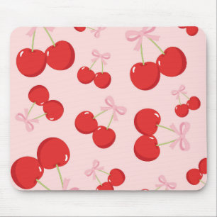 Red Cherries With Pink Bow Coquette Cottage Chic Mouse Pad