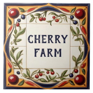 Red Cherry Art Custom House Name Plate Plaque Sign Tile