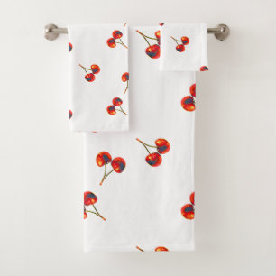 Red Cherry Bath Towel Set