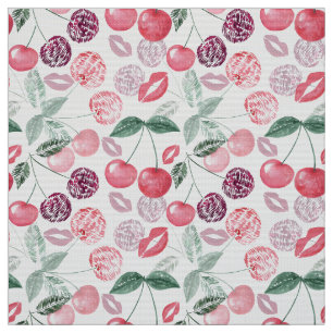 Red cherry berry fruit stylish fabric