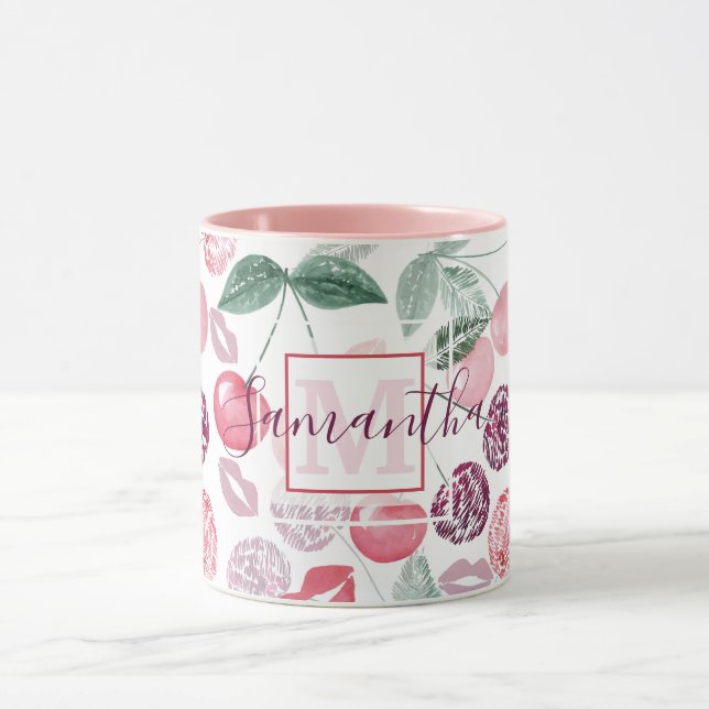 Red cherry berry fruit stylish mug (Center)