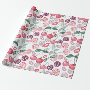 Red cherry berry fruit stylish wrapping paper