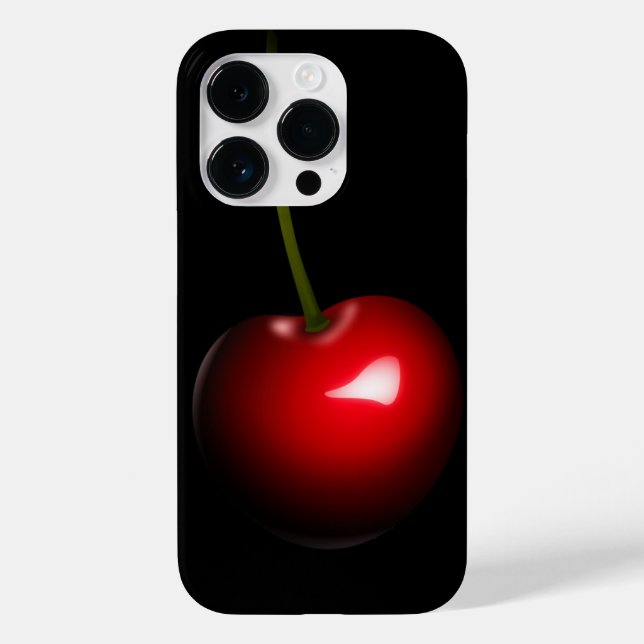 Red Cherry Black iPhone Case - Custom Colours (Back)
