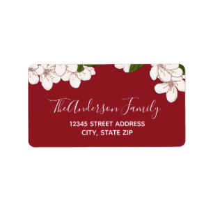 Red Cherry Blossom - Address Label