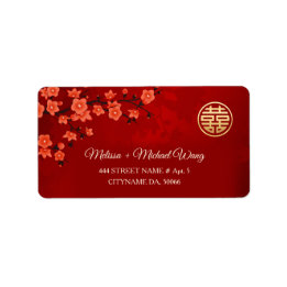 Red Cherry Blossom  | Chinese Wedding Label