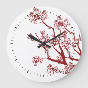 Red Cherry Blossom Custom Wall Clock