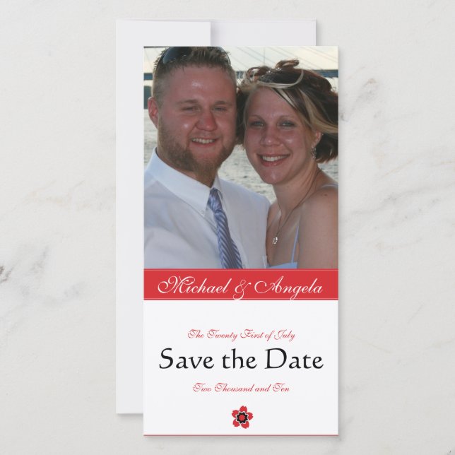 Red Cherry Blossom Sakura Save the Date (Front)