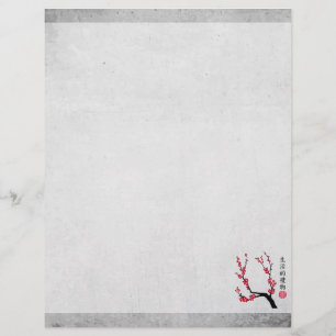 Red cherry blossom three art "Gift of life" Letterhead