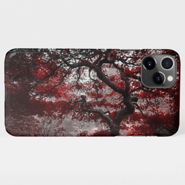 Red Cherry Blossom Tree iPhone Case (Back Horizontal)