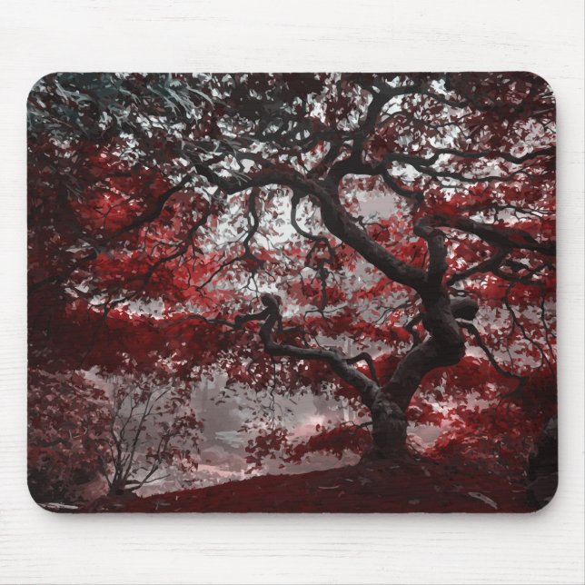 Red Cherry Blossom Tree Mouse Pad (Front)