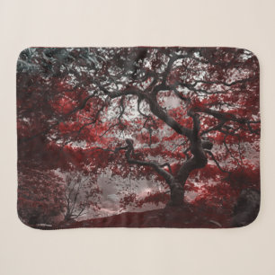 Red Cherry Blossom Tree Sherpa Blanket