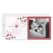 Red Cherry Blossoms Double Happiness Photo Wedding