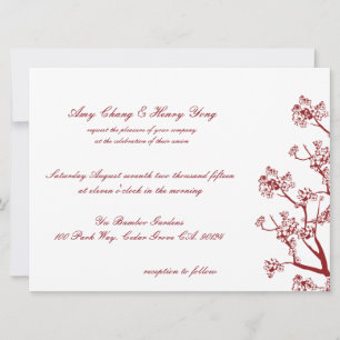 Red Cherry Blossoms Mariage Oriental Invitations