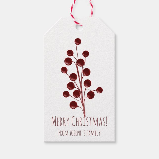 Red cherry christmas gift tags (Front)