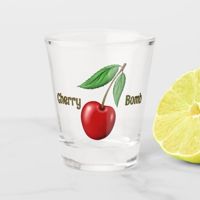 Red Cherry Design Personalized Shot Glass (Front)