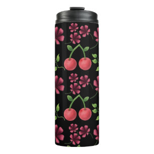 Red Cherry Floral Pattern  Thermal Tumbler