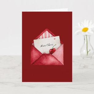 Red Cherry Heart Envelope Valentine's Day Card