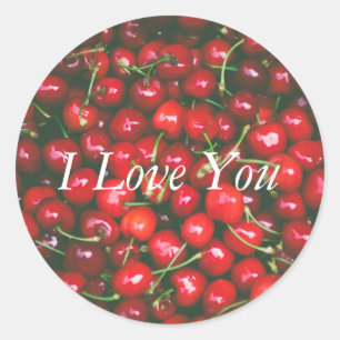 Red Cherry - I Love You (customizable text) Classic Round Sticker