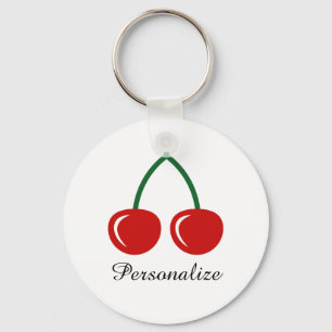 Red cherry keychain with personalized name