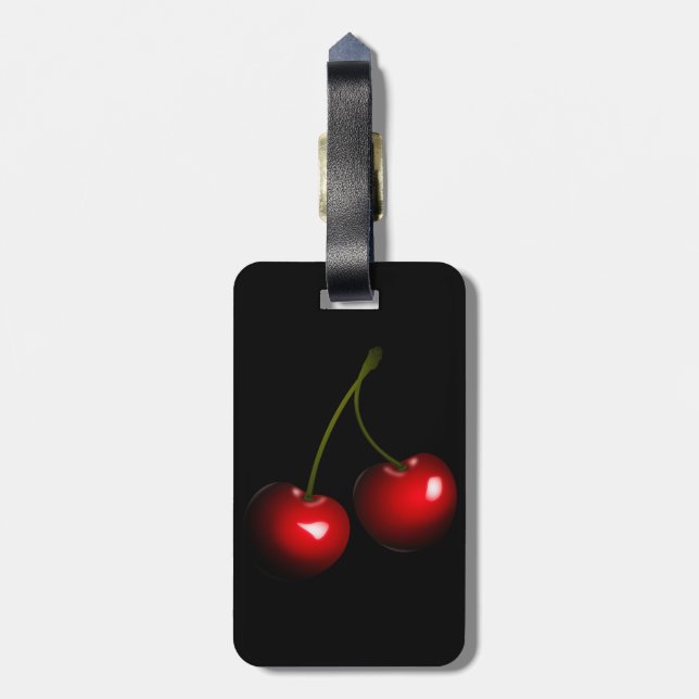 Red Cherry Luggage Tag - Customizable (Back Vertical)