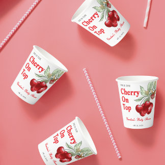 Red Cherry on Top Baby shower Paper Cups