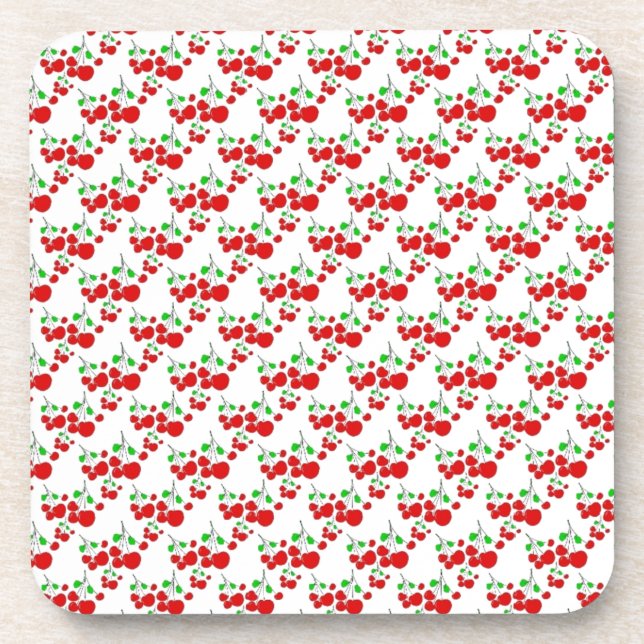 Red cherry pattern accessories - cherries by LeahG Coaster (Front)