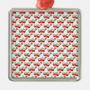 Red cherry pattern accessories - cherries by LeahG Metal Ornament