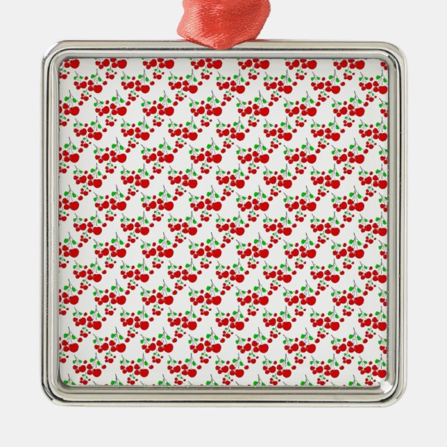 Red cherry pattern accessories - cherries by LeahG Metal Ornament (Front)