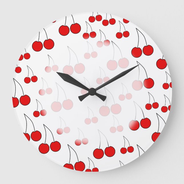 Red Cherry Pattern. Large Clock (Front)