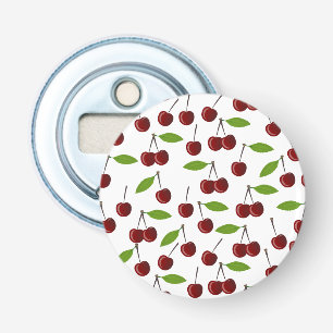 Red Cherry, Pattern Of Cherries, Leaves, Fruit Bottle Opener