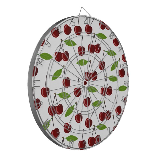 Red Cherry, Pattern Of Cherries, Leaves, Fruit Dartboard (Front Left)