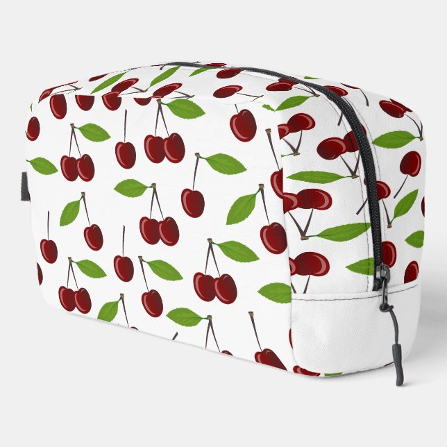 Red Cherry, Pattern Of Cherries, Leaves, Fruit Dopp Kit (Right Corner)