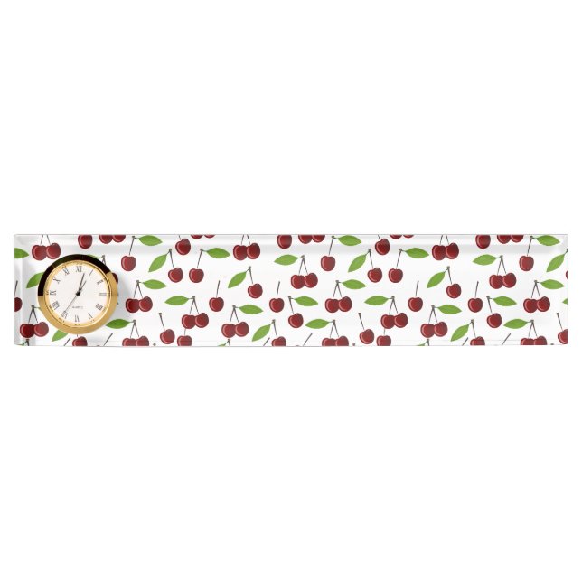 Red Cherry, Pattern Of Cherries, Leaves, Fruit Nameplate (Front)