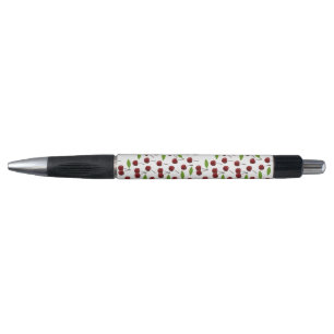 Red Cherry, Pattern Of Cherries, Leaves, Fruit Pen