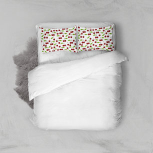 Red Cherry, Pattern Of Cherries, Leaves, Fruit Pillowcase